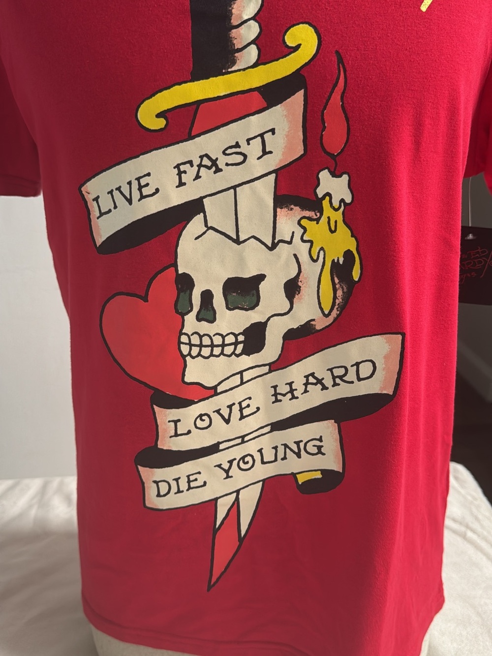 Ed Hardy Red Graphic Tee with Bold Logo - Picture 4 of 6